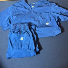 Carhartt Force Rugged Flex Navy Blue Scrub Set V-Neck Top and Jogger Pants