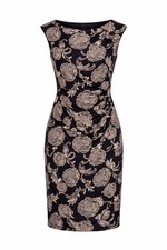 NWT Tommy Hilfiger Dress Size 8 Black Floral Ruched Sheath Office chic Boho