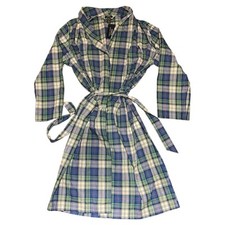 NWT Polo Ralph Lauren Men's 100 Cotton Woven Plaid Robe Multicolor Blue S/M
