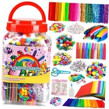  Arts and Crafts Supplies for Kids -Kids Craft Kit with Pipe Jar Set (Mega)