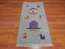 Turkish Oushak(Tree Of lfe) Bird Multicolored Handmade Bohemian Rug 2x4 Ft