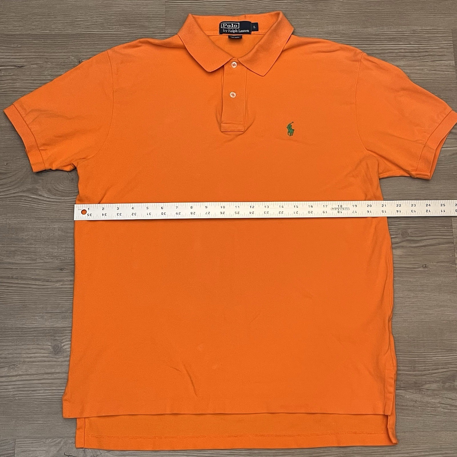 Polo Ralph Lauren uomo grande arancione maglia manica corta top verde pony