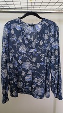 Talbots Women s XL Blue Floral Long Sleeve Co...
