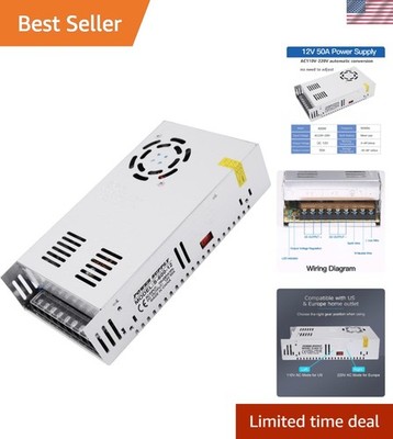 Dual Voltage 50A 600W 12V Switching Power Supply - Ideal for DIY Projects & More
