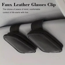 2X Magnetic Leather Sunglasses Holder for Car Sun Visor Eyeglass Hanger Clip USA