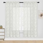  White Sheer Curtains - 63 inch Length 52"W x 63"L (Pack of 2) Lace Ivory