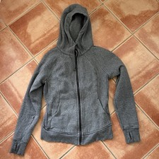 Lululemon Scuba Hoodie Size 10 Gray Grey Full Length Zip Up Jacket READ