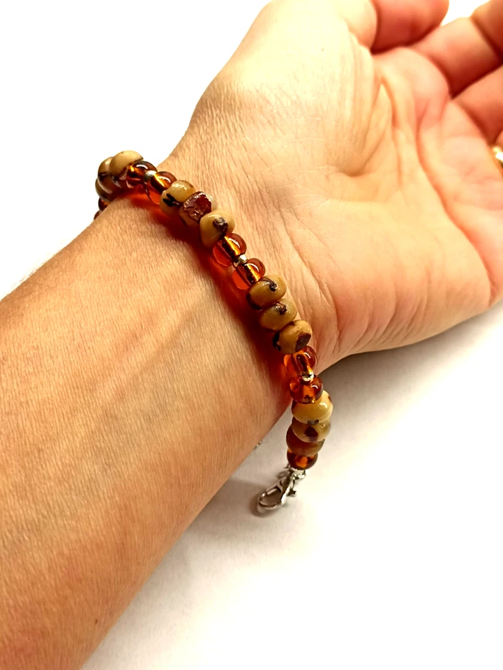 Damenarmband-Handgefertigt –Natürliche Samenperlen&Preciosa Glasperlen-Boho Chic - Bild 2 von 4