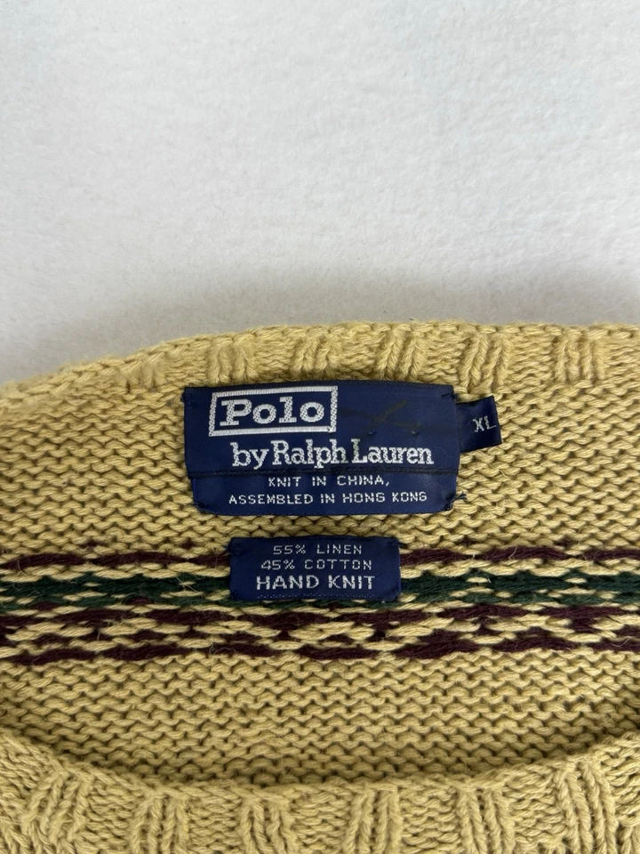 Polo Ralph Lauren Vintage 90’s Hand Knit Nordic Country Reindeer Sweater XL Xmas - Image 2 of 4