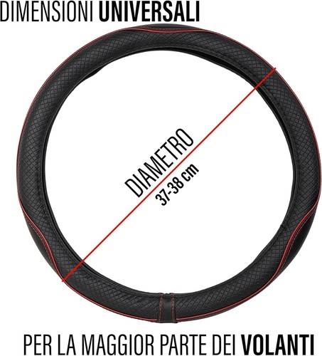 Coprivolante Auto Ecopelle per Opel Corsa Astra Mokka Crossland Nero Rosso - Foto 6 di 8
