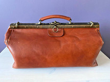 Bolso médico vintage de cuero REMERON marco grande estilo médico marrón