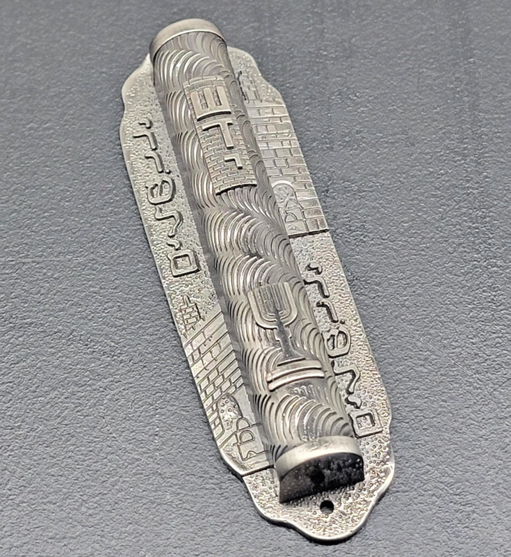 Rare Vtg Jerusalem Mezuzah Case with Historical "Two Million Jewish Names" Film