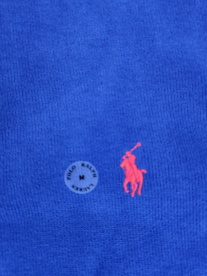 Polo Ralph Lauren Quarto Zíper Azul Vermelho Suéter Pônei Masculino Tamanho Médio Novo - Imagem 4 de 4