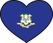 State of Connecticut Flag Heart Sticker Decal USA Connecticut State
