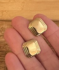 Vintage Gold Tone Stacked Rectangle Cuff Links