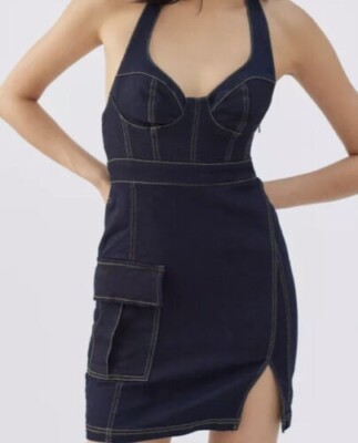 Urban Outfitters Jenny Denim Bustier Dress Dark Wash Women s Size Small