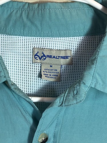 Realtree Mens Fishing Med Green Vented Short Sleeve Full Button Shirt - Picture 4 of 4