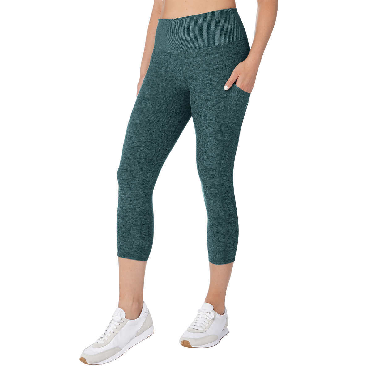 Kirkland Signature Women's Brushed Capri Leggings Side Pockets