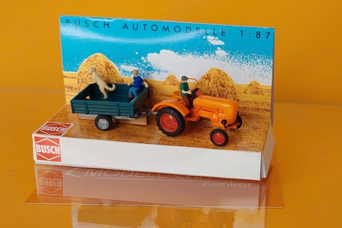 Busch 50052 Allgeier A 111 L mit Einachsanhänger und Figuren 1:87 NEU Modellauto - Picture 1 of 4