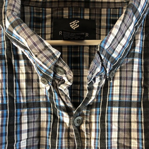 Rocawear Classic Men’s 6XB Plaid Button Down Blue Black White Cotton - Picture 5 of 7