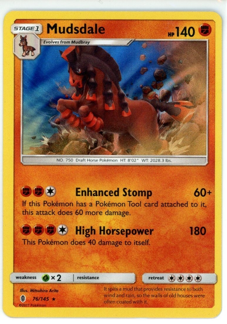 Pokemon TCG Mudsdale 76/145 Sm-Guardians Rising Holo Rare