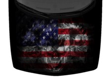 Patriotic American USA Fire Decal Truck Car Graphic Hood Wrap Vinyl 58x65 Skulls