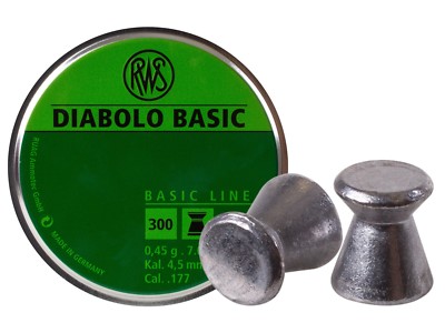 RWS DIABOLO WADCUTTER .177 CALIBER PELLETS 300 count 7 grains Basic Line GERMANY