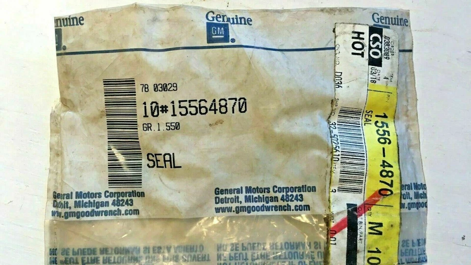 2x - Línea de enfriador de aceite de motor SEAL genuina GM 15564870 1991-1994 4,3 L S-10 - B4-4 Foto 2 de 2