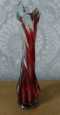 merano effect glass red clear slim rose vase