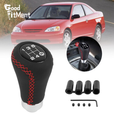 Für Honda Civic VII Schaltknauf Schalthebel Schaltknopf PU Leder Schwarz 5 Gang