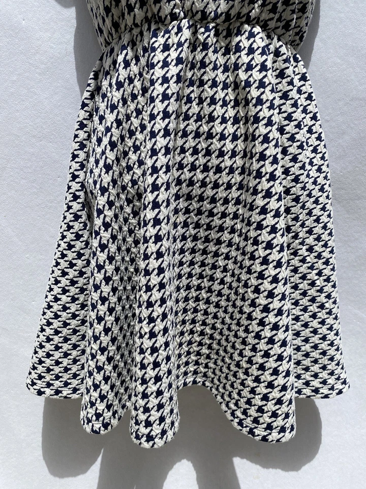 Vestido Un Deux Trois Blanco/Negro Pata de Gallo Sin Mangas Pull on Niñas Línea A 14 Foto 2 de 4