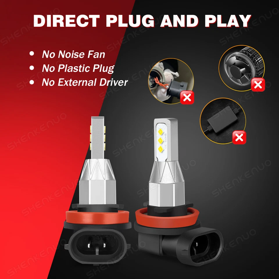 4X H11 H9 LED Headlight Globes For Mitsubishi Pajero 2007-2024 High Low Beam Set - image 3 of 4