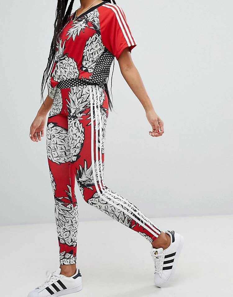 Adidas originals x farm three stripe leggings in pineapple best sale print
