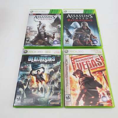 Lot of 4 XBOX 360 Games Assassin's Creed 3, Revelations, Dead Rising, Rainbow 6