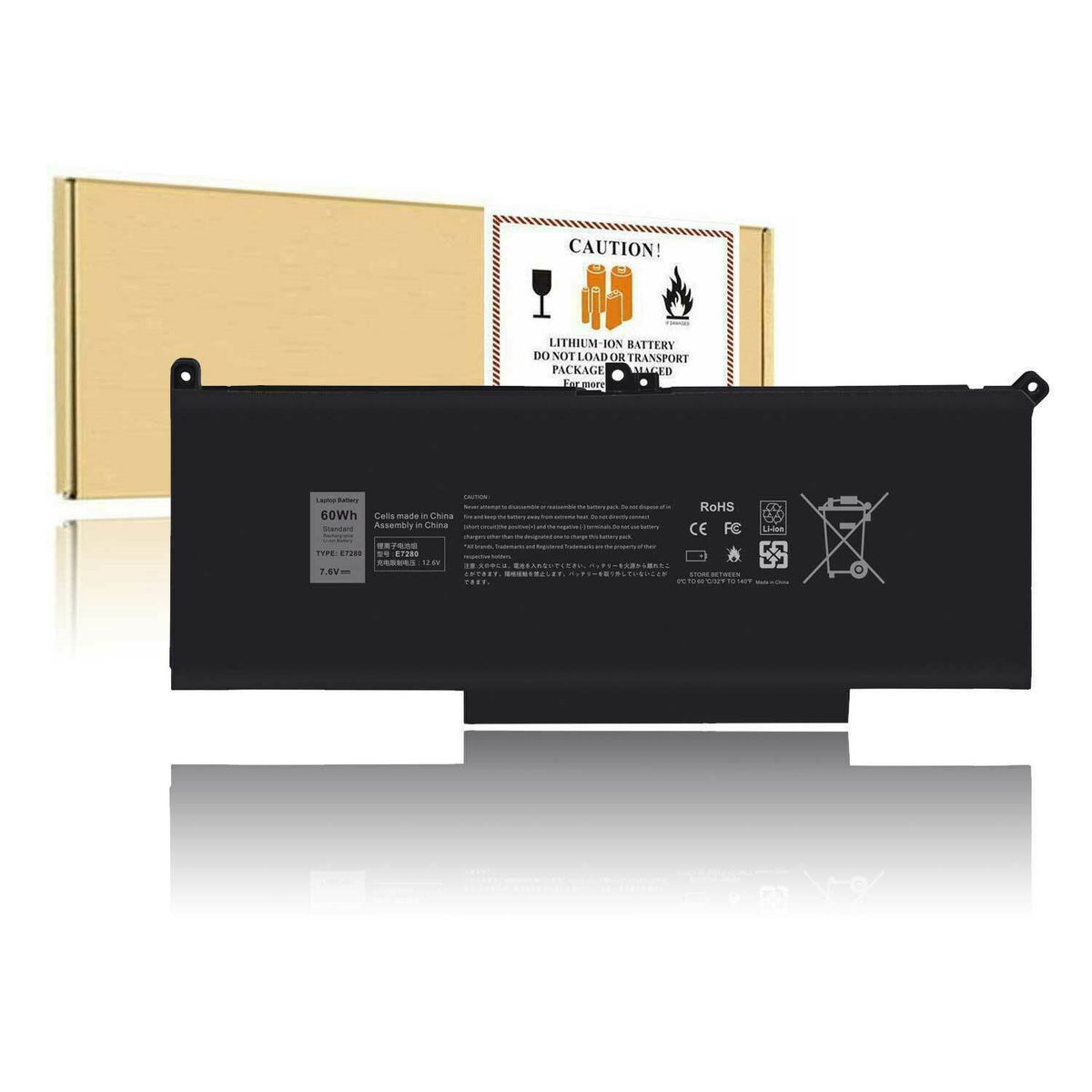 Replacement Battery For Dell Latitude 7280 7290 7380 7390 7480 7490 – F3YGT DM3WC 60WH Li-Ion