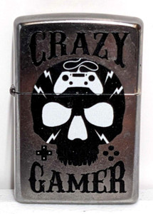 Crazy Gamer Skull Zippo Lighter Refillable Flip Top