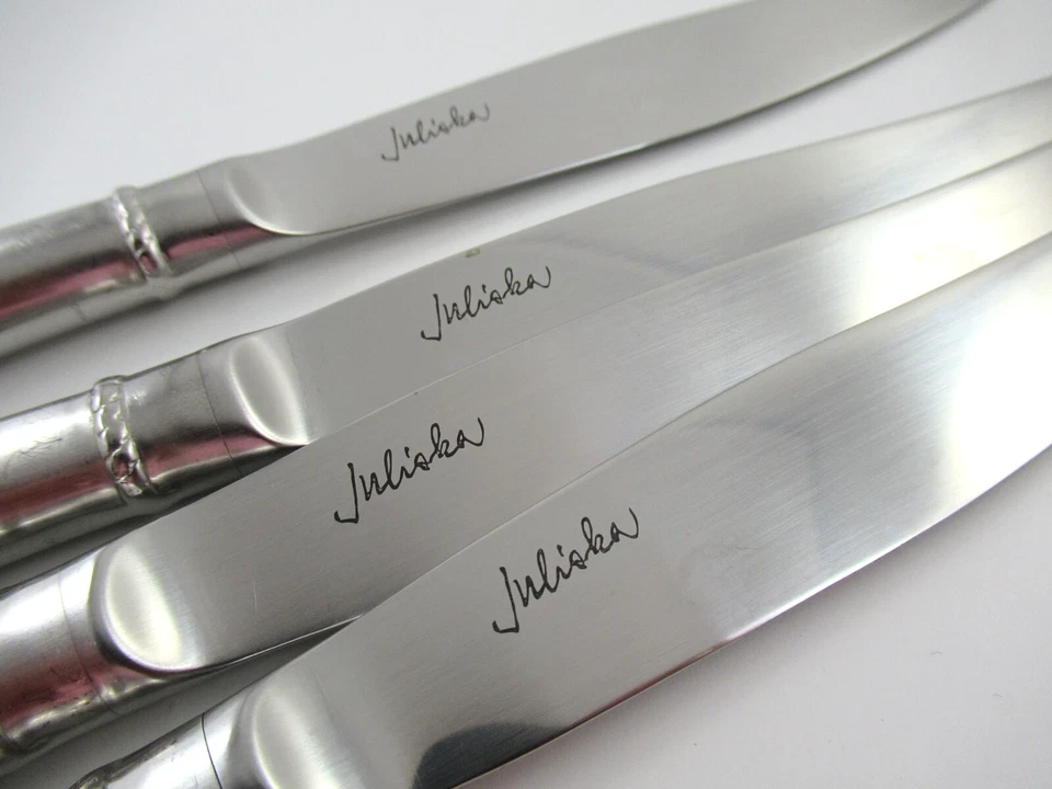 Juliska BERRY & THREAD 4 cuchillos de cena cubiertos de acero inoxidable satinado 9-3/4" Foto 4 de 4