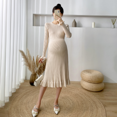 Knitted Maternity Long Sweaters Chic A Line Slim Dress Pregnant Women  Pregnancy | eBay