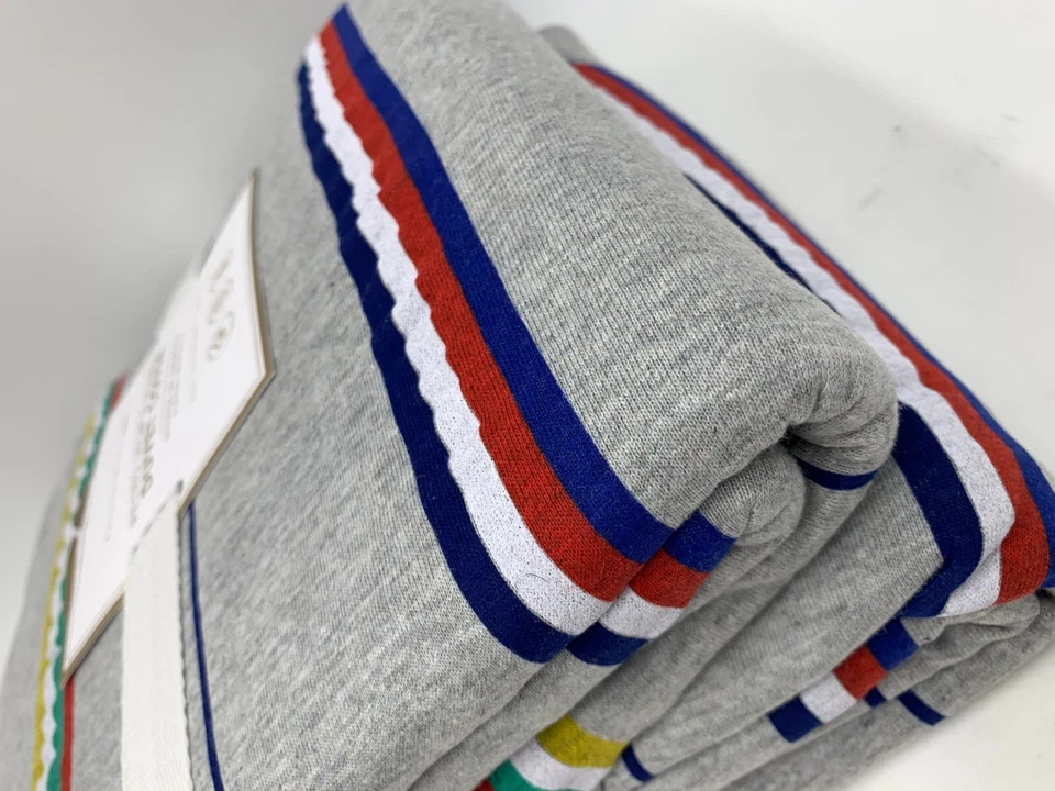 Funda nórdica Pottery Barn Teen Kids retro deportiva a rayas jersey gris doble #117D Foto 4 de 4