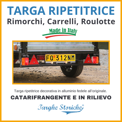 Targa Ripetitrice Per Rimorchi | In Alluminio Giallo, Con Lettere/Numeri Adesivi Omologati, Include R Rossa - Foto 4