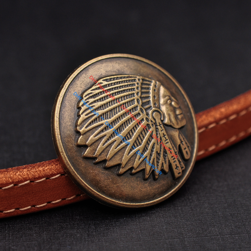 10PCS SOUTHWEST RETRO INDIAN HEAD LEATHERCRAFT SADDLE BELT DECOR CONCHO