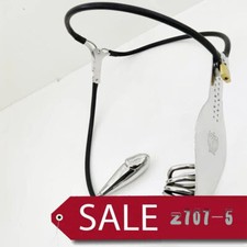 Male Stainless Steel Chastity Belt Flat Cage Removable Bead Plug Chastity Device