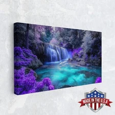 The Violet Falls Canvas Print for Home Decor, Waterfall Wall Decor Art Poster