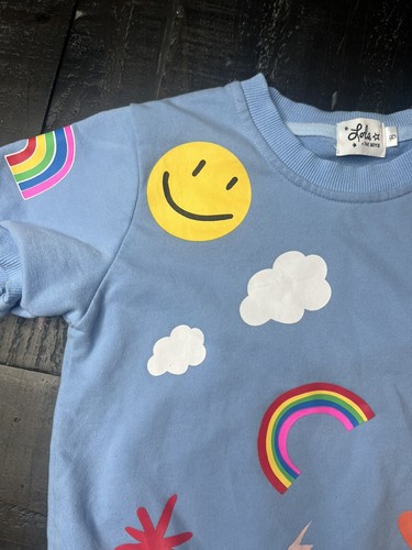 LOLA & THE BOYS HAPPY DAISY SHORT SLEEVE SWEATSHIRT VERY COLORFUL 8 - Picture 13 of 20