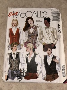 Vintage McCall's 4407 Misses Lined V Neck Shawl Collar Vests Size 10 Uncut 