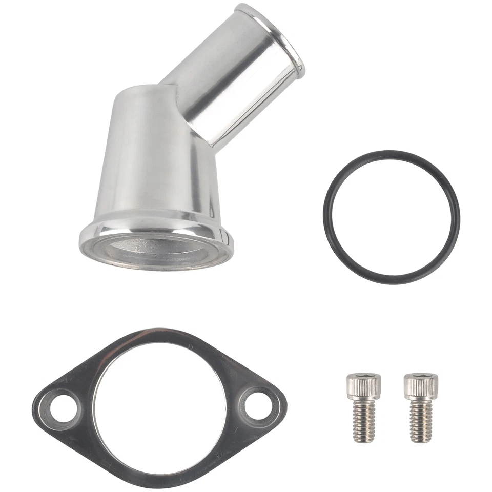 Carcasa termostato cuello agua giratorio pulido 45° para SBC BBC Chevy 327 350 396 Foto 2 de 4