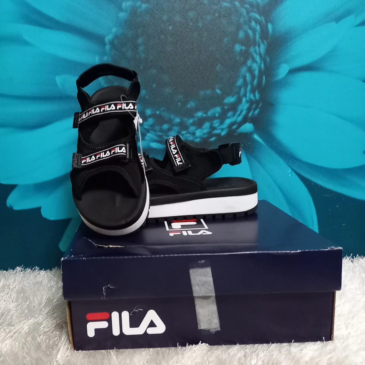 Fila Children s Spot Sandals in Black White Multiple Sizes