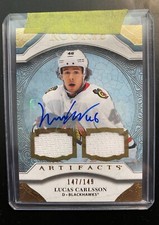 2020-21 UD Artifacts LUCAS CARLSSON Base Auto Material Gold Parallel /149 🔥