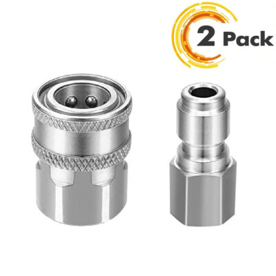 #ad 2Pack 3 8 Inch Stainless Steel Male and Female Quick Connector Kit Pressure Wash $7.99