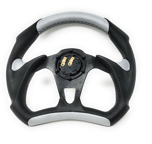 EZ-GO TXT RXV Golf Cart Black Silver Steering Wheel with Hub Adapter 3 Spoke - Foto 5 di 6